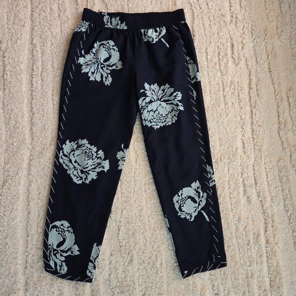 J. Crew Reese Reese Pants in Navy Blue Graphic Peony size 2